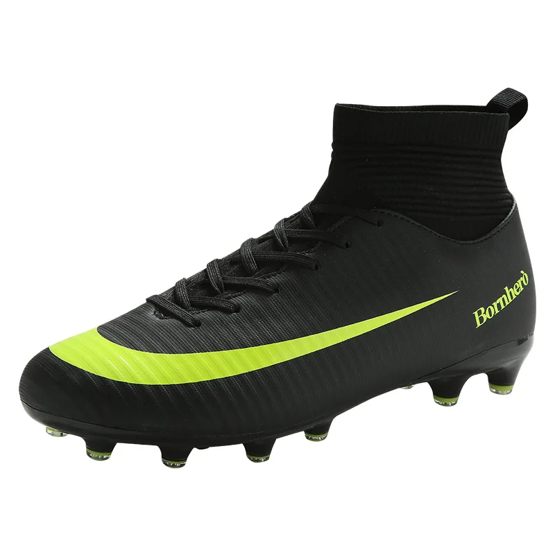 Factory Customize Men Cleats Football Boots High Top Football Soccer Shoes, Black green blue grey
Factory Customize Men Cleats Football Boots High Top Football Soccer Shoes, Black green blue grey