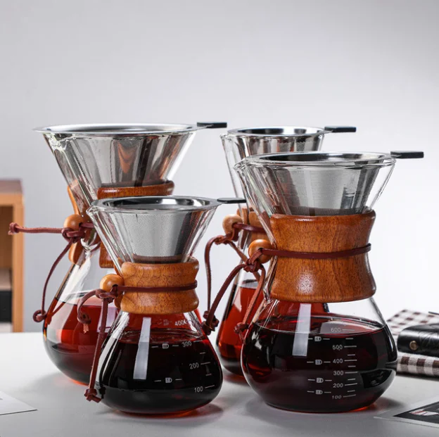 Glass products factory direct Coffee sharing pot neck wood glass coffee maker set
Glass products factory direct Coffee sharing pot neck wood glass coffee maker set