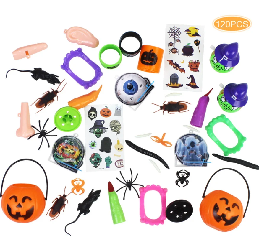 120 pcs Halloween Tricky Toy Set Cartoon Kids Playing Games Party Ghost Festival Small Toys Decoration, Colorful
120 pcs Halloween Tricky Toy Set Cartoon Kids Playing Games Party Ghost Festival Small Toys Decoration, Colorful