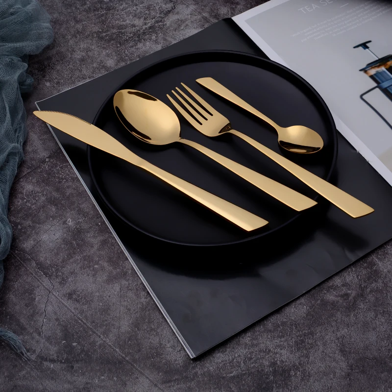 24PCS 16PCS Metal Cutleri Gold Eating Utensils Cuberteria Morada Bestek Goud Cuttlery Spoons and Forks Stainless Flatware Sets
24PCS 16PCS Metal Cutleri Gold Eating Utensils Cuberteria Morada Bestek Goud Cuttlery Spoons and Forks Stainless Flatware Sets