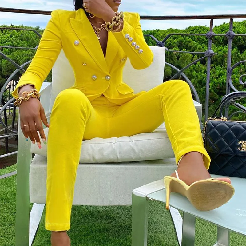 The latest design fashion solid color two piece outfits set blazer set 2 piece pants set
The latest design fashion solid color two piece outfits set blazer set 2 piece pants set