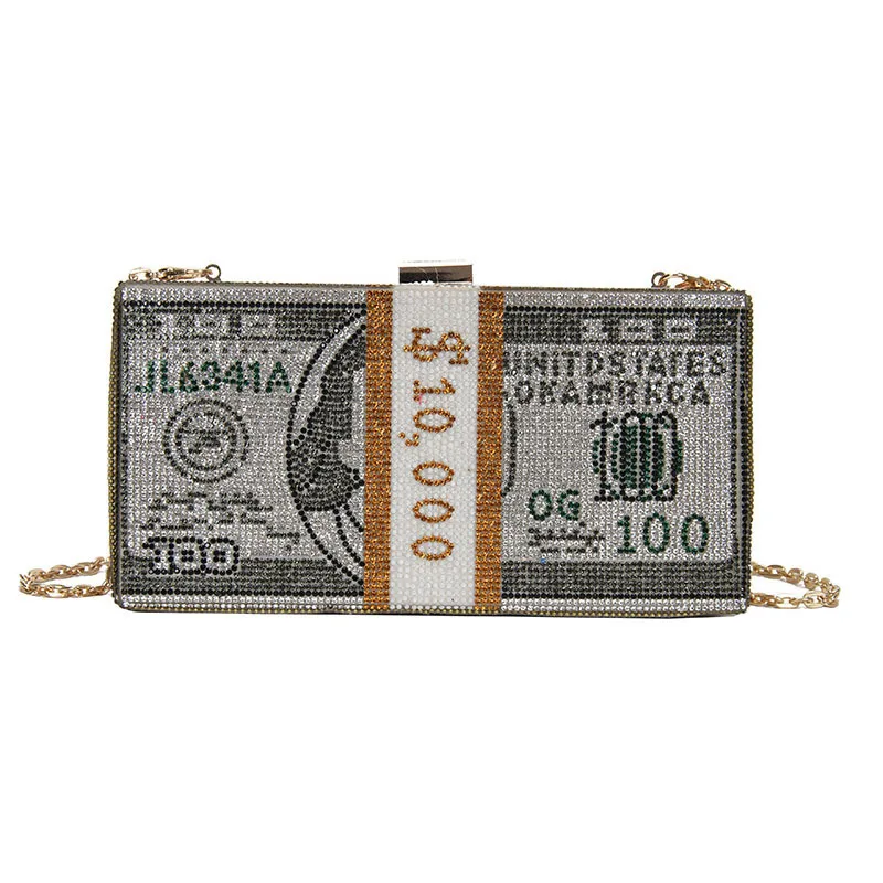 Hot Sale Banquet Lady Handbag Box Bling Diamond Money One-shoulder Chain Magnetic Buckle Women's Fashion Handbag
Hot Sale Banquet Lady Handbag Box Bling Diamond Money One-shoulder Chain Magnetic Buckle Women's Fashion Handbag