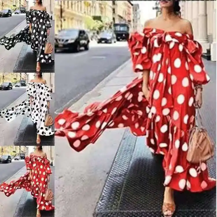 2022 Elegant Latest Off Shoulder Wrap Chest Maxi Long Dot Printing Ruffle Casual Dress S-XXXXXL Women Fashion Dresses
2022 Elegant Latest Off Shoulder Wrap Chest Maxi Long Dot Printing Ruffle Casual Dress S-XXXXXL Women Fashion Dresses