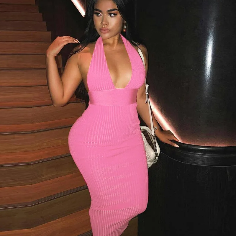 Women's' new style halter neck deep V neck halter fashion tight-fitting sexy hollow dress
Women's' new style halter neck deep V neck halter fashion tight-fitting sexy hollow dress