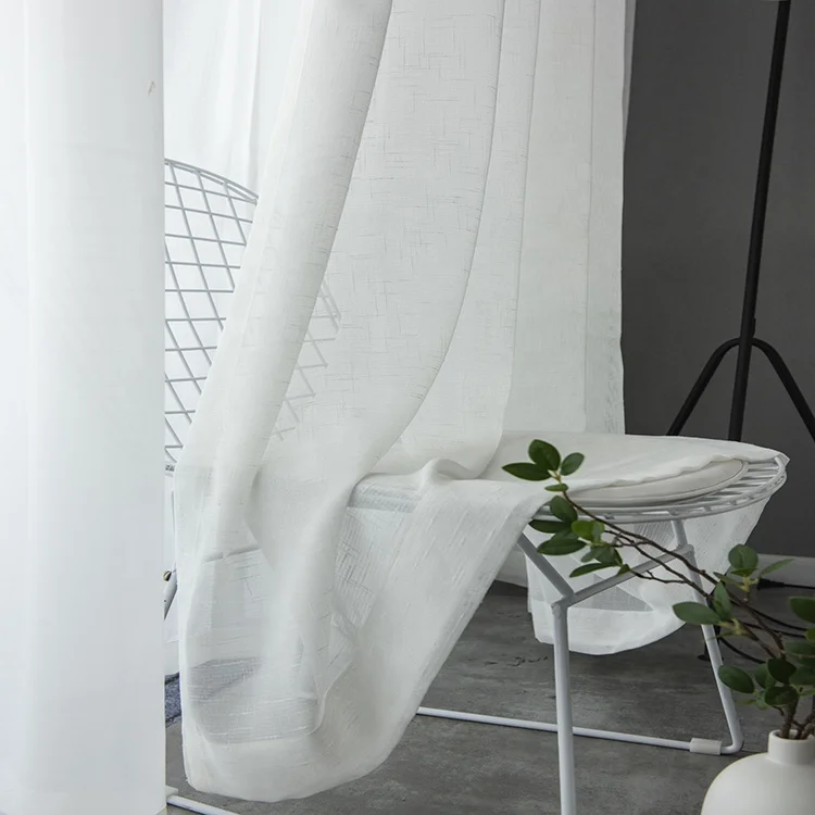 Modern Style 100% Polyester White Color Window Gauze Curtain