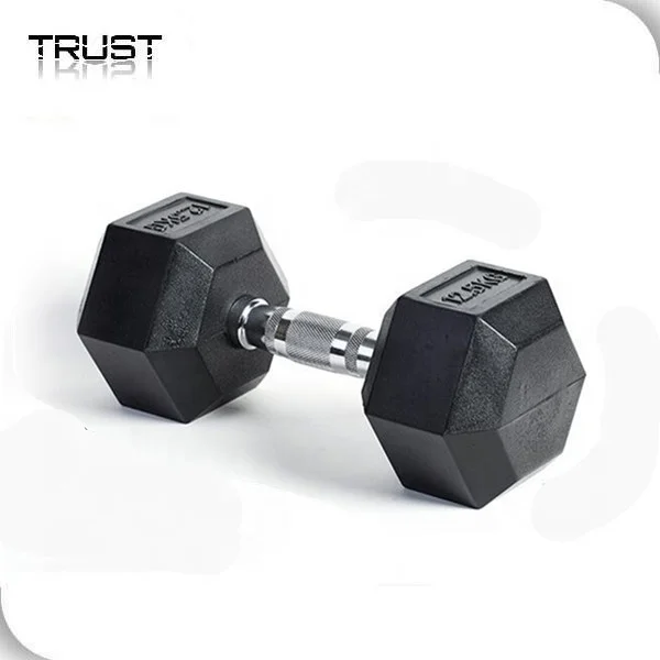 Cast iron dumbbell set rubber dumbbell in stock, Black