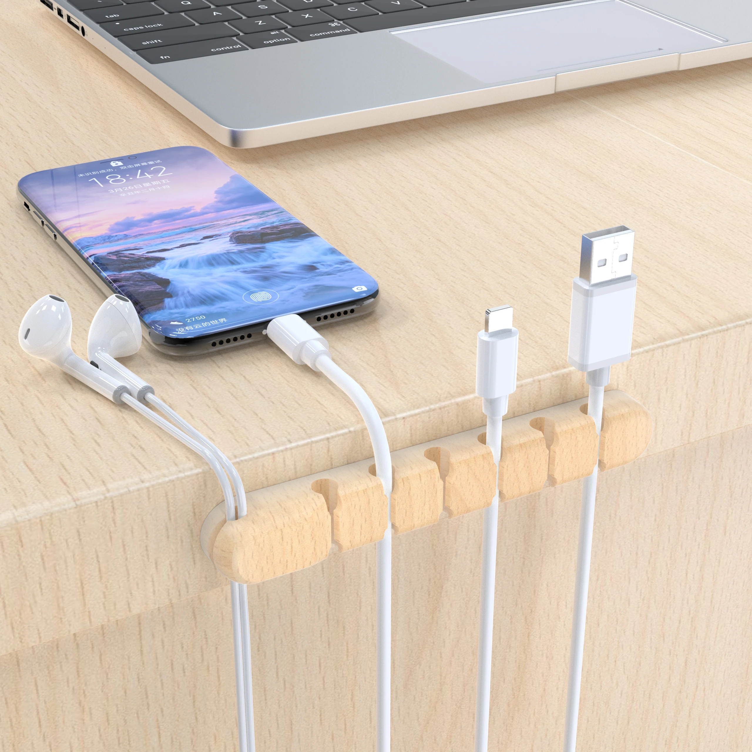 

Office wire clips silicone usb cable cord clip 8 5 holder USB cable wooden desk cable management organizer, Black/white/dark-blue/wood-color
