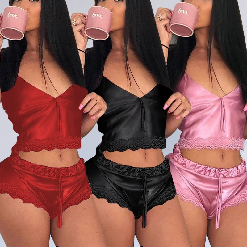 Wholesale Baoshu Chuanming Hot Sale Ladies Plain Sleeveless Sexy Sling Underwear V Neck Two Piece Women Lace Lingeries Pajamas, Pink
Wholesale Baoshu Chuanming Hot Sale Ladies Plain Sleeveless Sexy Sling Underwear V Neck Two Piece Women Lace Lingeries Pajamas, Pink