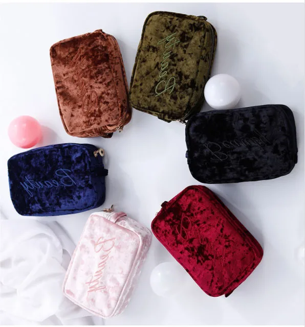 2021 factory wholesale velvet custom embroidery logo women cosmetic bags female pouch mini cosmetic storage organizer, Colorful
2021 factory wholesale velvet custom embroidery logo women cosmetic bags female pouch mini cosmetic storage organizer, Colorful