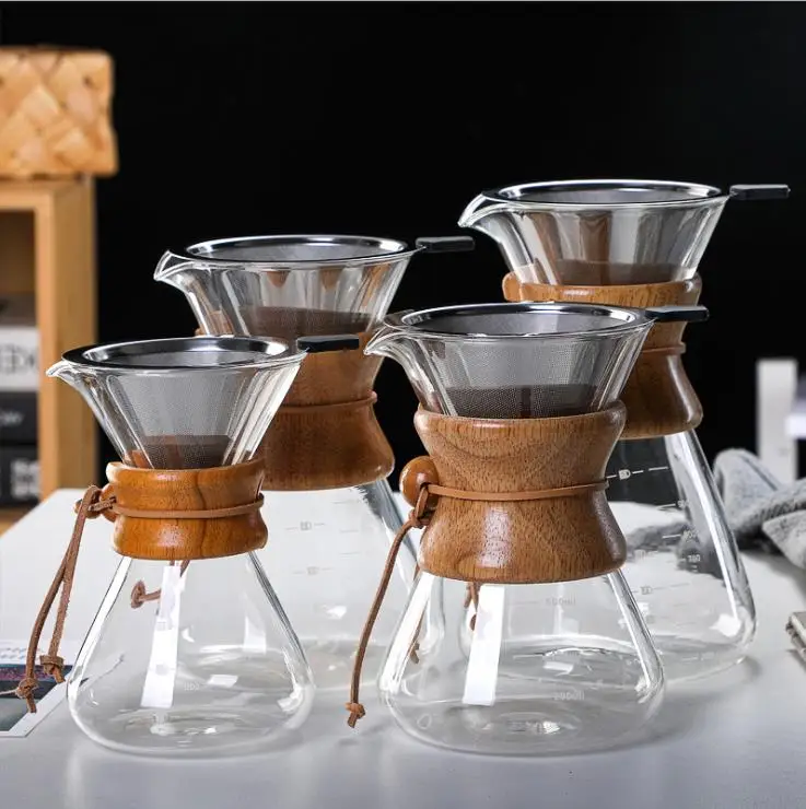 

Pour Over Coffee Maker with Stainless Steel Filter Borosilicate Glass Household V60 Coffee Dripper Brewer & Glass Coffee Pot