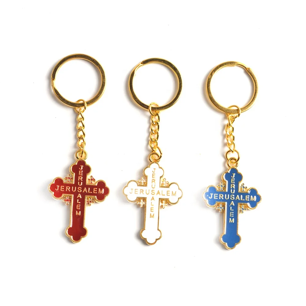 Jerusalem Cross Symbol  Gold Color Alloy Charm Keychain Keyring 
Jerusalem Cross Symbol  Gold Color Alloy Charm Keychain Keyring