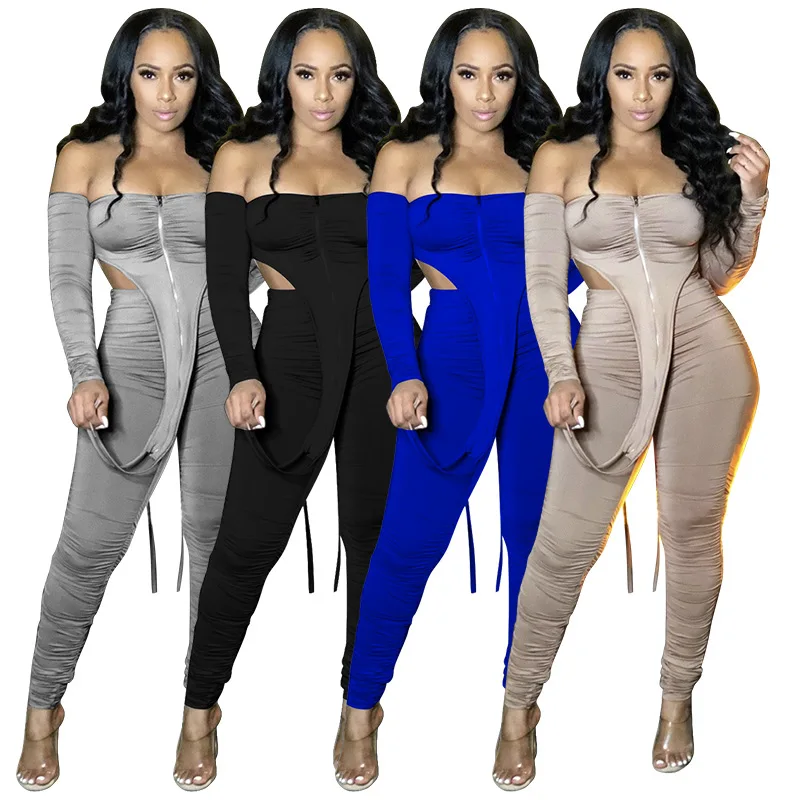 

EB-200828Sexy Stacked Fall Clothing For Women Two Piece Set Solid Women Tracksuit Set Stacked Pants Solid Cloth Women Fall Sets