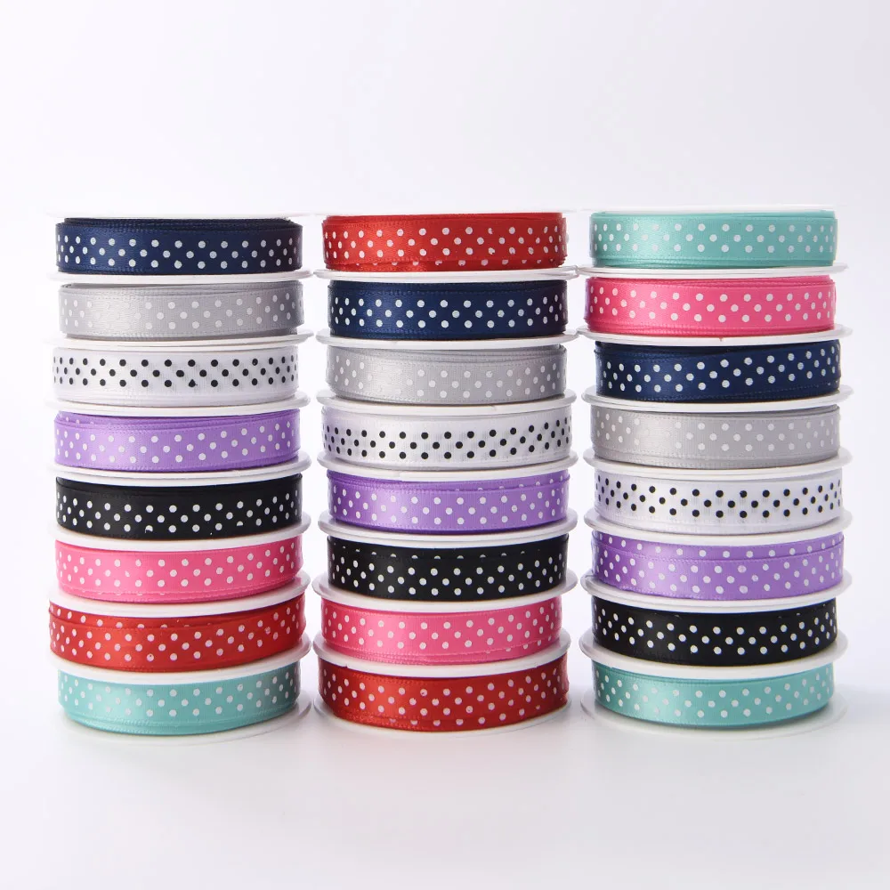 Europe United States Free Shipping Factory Stocked 1cm Wave Point Printed Satin Ribbon for Christmas Decoration Box Packaging
Europe United States Free Shipping Factory Stocked 1cm Wave Point Printed Satin Ribbon for Christmas Decoration Box Packaging