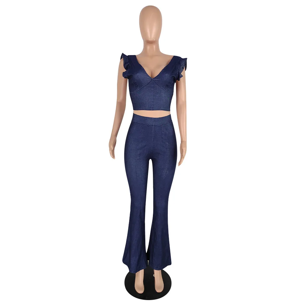 Ladies Casual Jeans Crop Top Square Collar Puffer Short Sleeve Top fashion jeans and shirts set women's high elastic jeans, Denim blue
Ladies Casual Jeans Crop Top Square Collar Puffer Short Sleeve Top fashion jeans and shirts set women's high elastic jeans, Denim blue