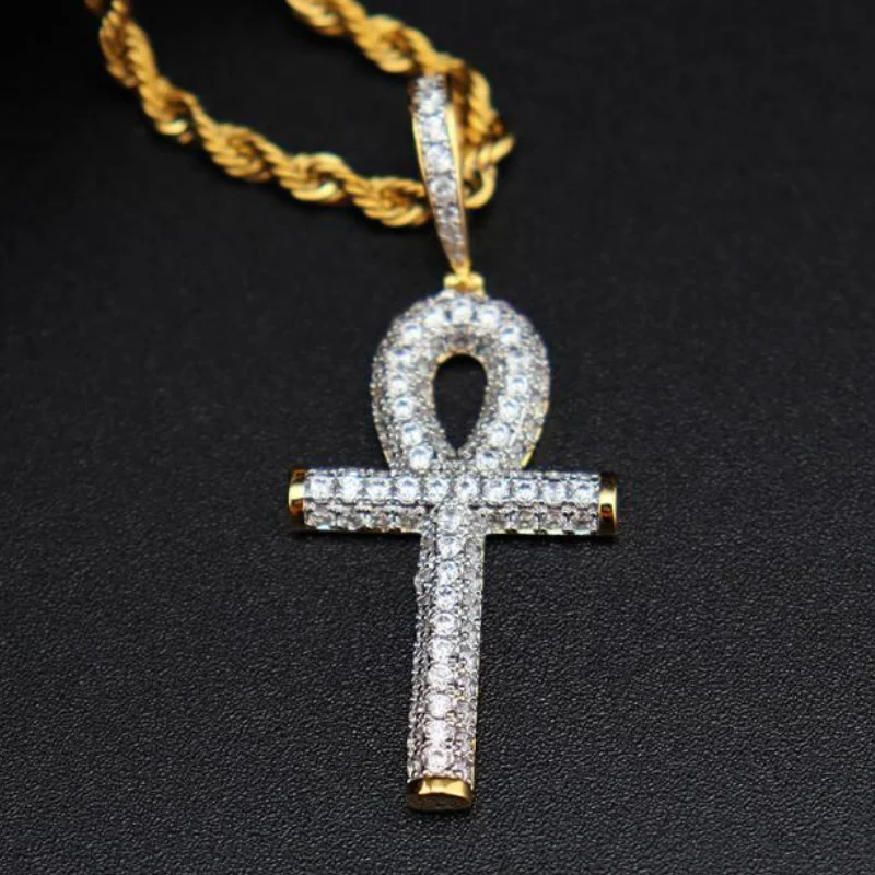 European and American Exquisite Inlaid Gold and Silver Two-color Hip-hop Zircon Jewelry Cross Egyptian Pendant Necklace
European and American Exquisite Inlaid Gold and Silver Two-color Hip-hop Zircon Jewelry Cross Egyptian Pendant Necklace