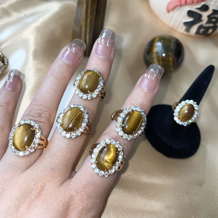jialin jewelry wholesale fashion Tiger Eye rings Surrounded with diamonds rings 2021
jialin jewelry wholesale fashion Tiger Eye rings Surrounded with diamonds rings 2021