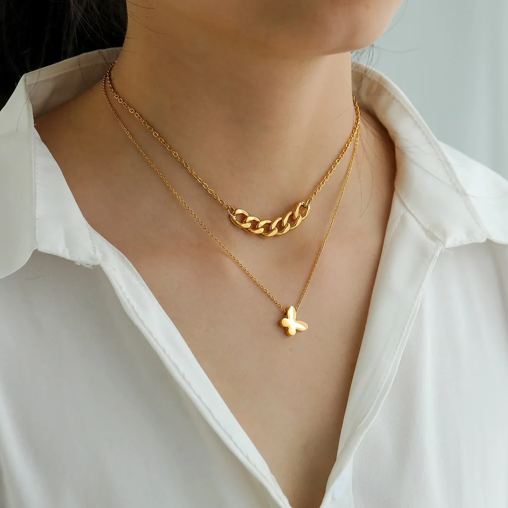 HongTong Simple 18K Gold Plated Butterfly Pendant Fashion Chain Double Chain Glitter Necklace, Picture
HongTong Simple 18K Gold Plated Butterfly Pendant Fashion Chain Double Chain Glitter Necklace, Picture