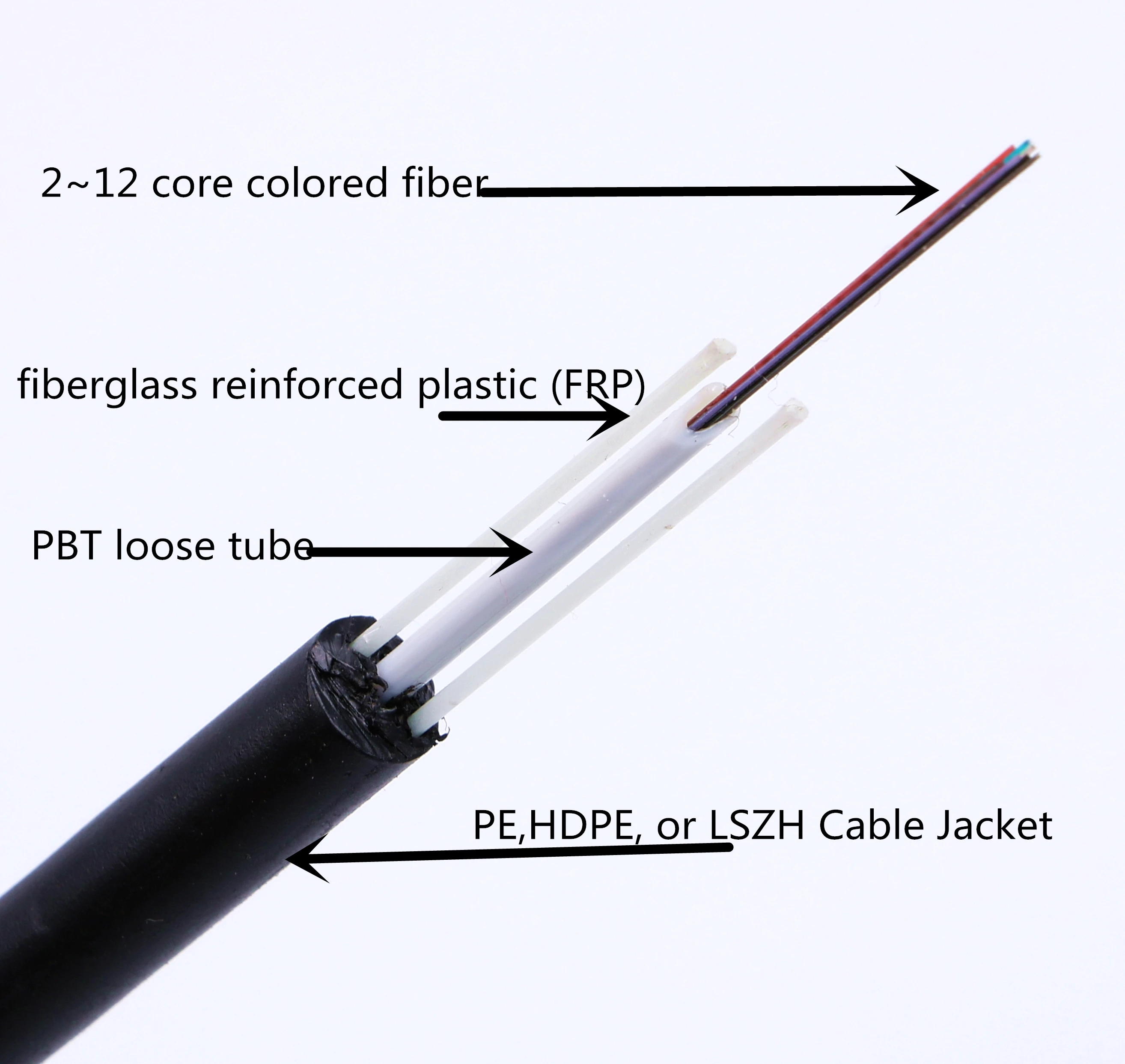 Outdoor Aerial Fiber Drop Cable 1 2 4 8 Core G652d G657 Sm Mm Loose