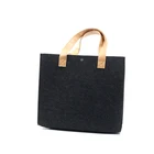 Handmade Fashion Felt Shoulder Case Ladies Bag Women Handbag Felt Tote Bag With Leather Handle tote handbag