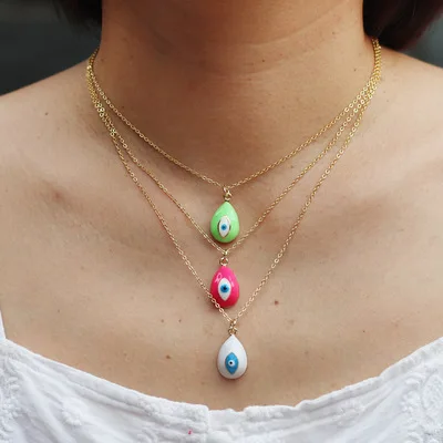 Best Selling Multi Color Eyes Oil Dripping Necklace 18k Gold Plated Oil Drop Evil Eyes Pendant Necklace For Girls
Best Selling Multi Color Eyes Oil Dripping Necklace 18k Gold Plated Oil Drop Evil Eyes Pendant Necklace For Girls