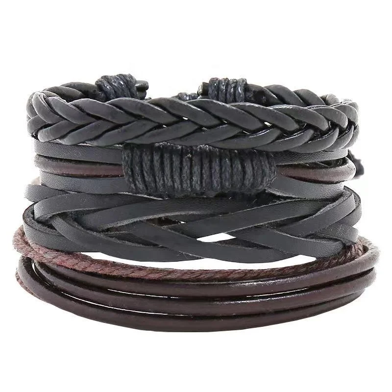 Adjustable multi-layer handmade braided punk popular DIY women men leather bracelet set, Picture shown
Adjustable multi-layer handmade braided punk popular DIY women men leather bracelet set, Picture shown