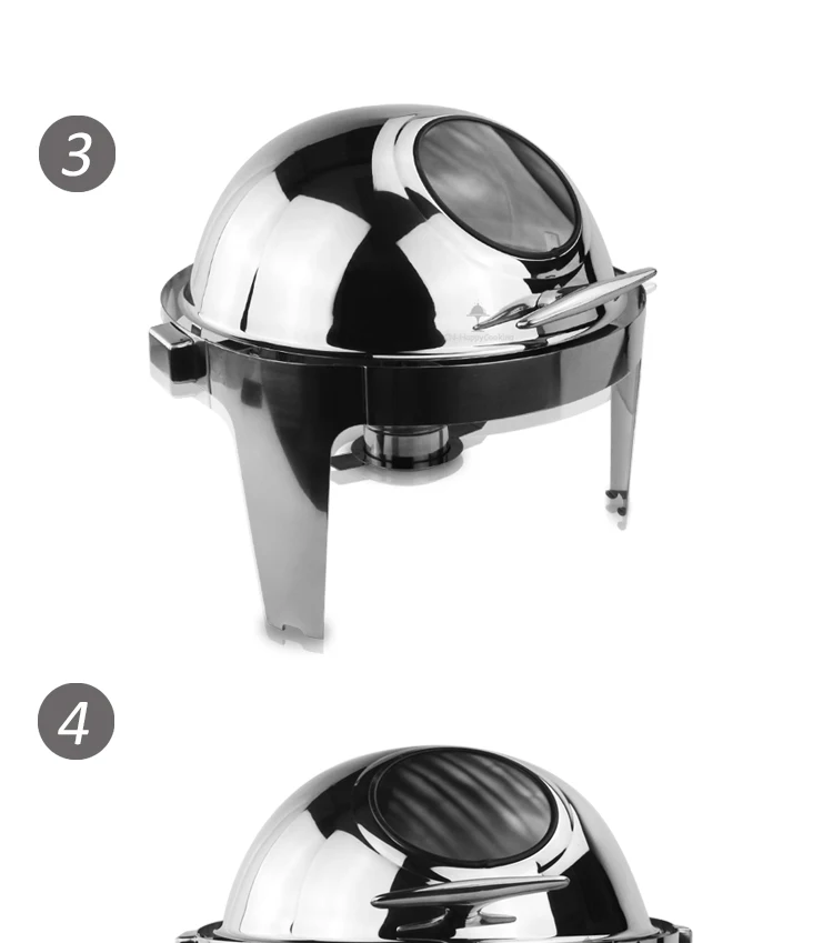 Factory price high quality stainless steel round chafing dishes food warmer with window