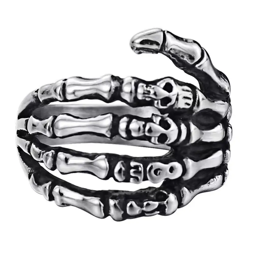 Popular European and American skull stainless steel men's ring with hand headwear ring
Popular European and American skull stainless steel men's ring with hand headwear ring