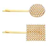 Fashion alloy Geometric Pearl round square one line Hair Clip extension For Women girls Barrette gold Hairpin Hair Accessories