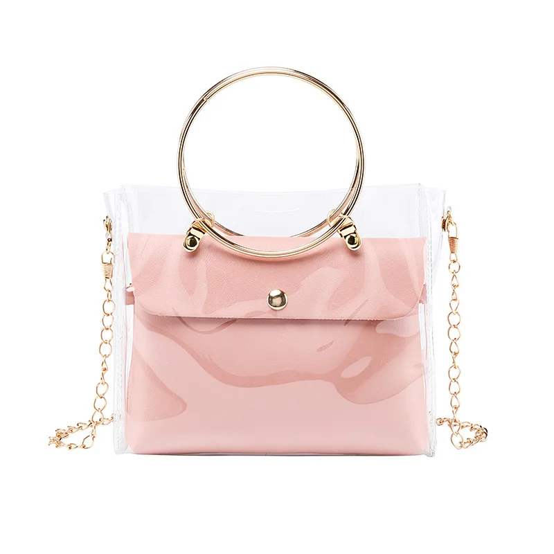 Hot Selling 2 in 1 Transparent PU Jelly Bags Clear handbags with Chain Shoulder, Black;purple;white;orange;pink;green
Hot Selling 2 in 1 Transparent PU Jelly Bags Clear handbags with Chain Shoulder, Black;purple;white;orange;pink;green