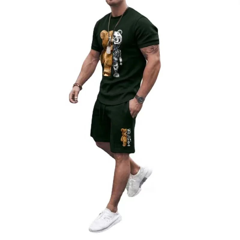 2021 Summer pattern print short sleeve t-shirt and gym shorts casual two piece short set for men sportswear, As picture
2021 Summer pattern print short sleeve t-shirt and gym shorts casual two piece short set for men sportswear, As picture