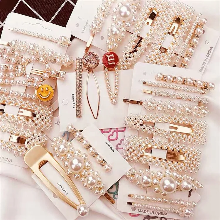 Ins Style Fashion Hairpin Pearl Duckbill Hairpin Set Letter Hollow Women's Hairpin, Picture