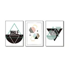 Elegant 3 Panel Geometric Figure Floating Frame Canvas Print Wall Art
