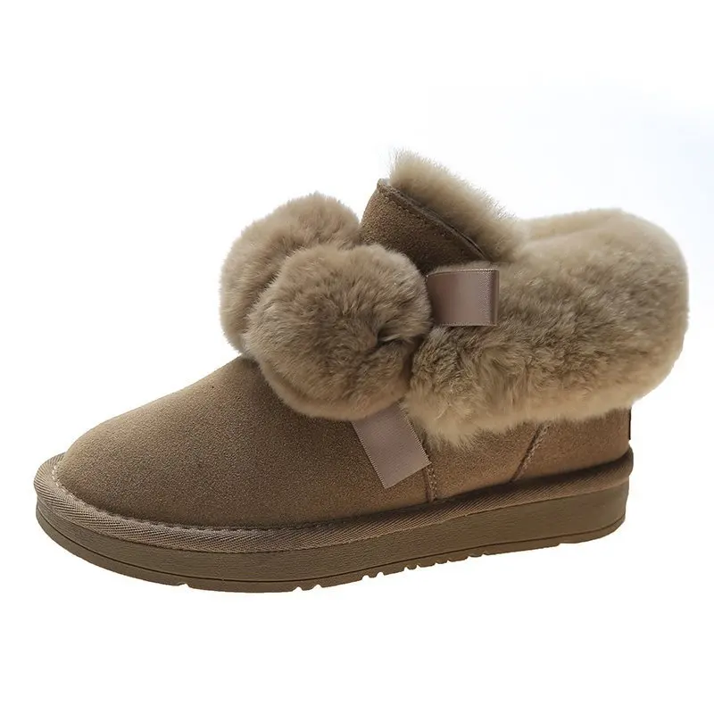 Amazon AliExpress Hot Sale Women's Boots Solid Color Hair Ball Flat Bottom Round Head Thicken Women Winter Boots
Amazon AliExpress Hot Sale Women's Boots Solid Color Hair Ball Flat Bottom Round Head Thicken Women Winter Boots