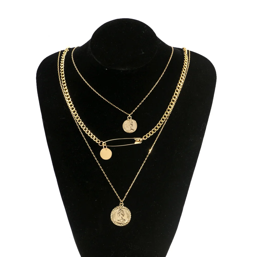 JUHU Korean simple golden multilayer clip portrait sequins layer chain collar item multi - temperament slender girl necklace
JUHU Korean simple golden multilayer clip portrait sequins layer chain collar item multi - temperament slender girl necklace