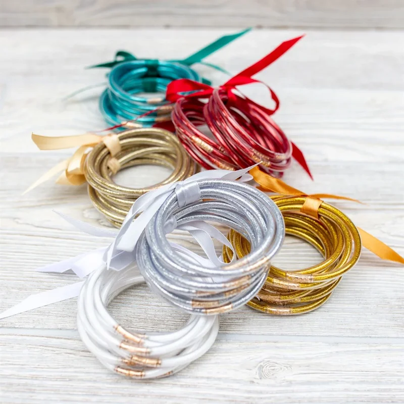 21 Colors Women Bowknot Christmas Silicone Glitter Jelly Tube Bracelets Glitter Stacking Bangles Set
21 Colors Women Bowknot Christmas Silicone Glitter Jelly Tube Bracelets Glitter Stacking Bangles Set