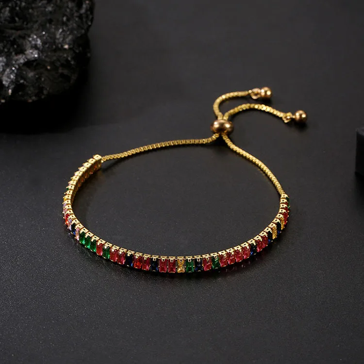 Luxury women Jewelry Colorful Crystal Rainbow Cubic Zirconia Adjustable Gold Tennis Bracelet
Luxury women Jewelry Colorful Crystal Rainbow Cubic Zirconia Adjustable Gold Tennis Bracelet