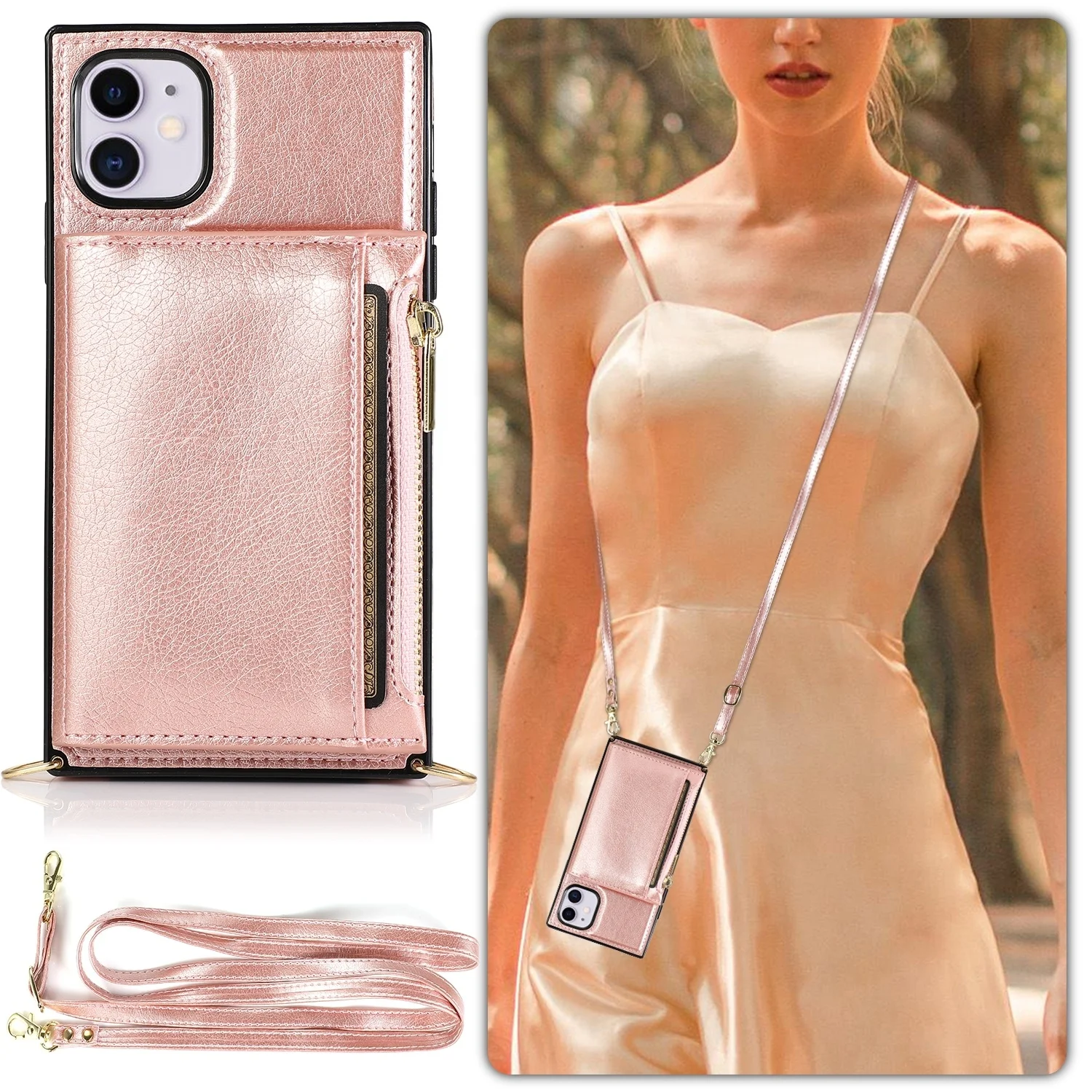 Luxury Women PU Leather Wallet Cover with Strap Cell Phone Case for iPhone 11/Xs Max/Xr/6/7/8/SE 2, Pink, black, red
Luxury Women PU Leather Wallet Cover with Strap Cell Phone Case for iPhone 11/Xs Max/Xr/6/7/8/SE 2, Pink, black, red