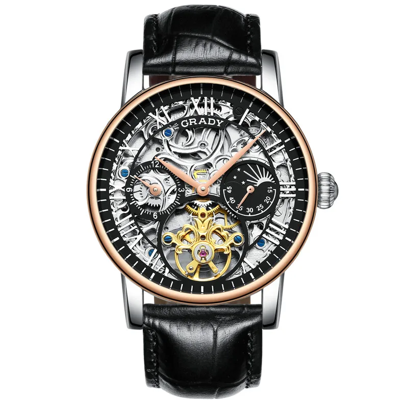 Men Casual Black Leather Watch Skeleton Dial China Automatic Movement Watches With Sub-Dial
Men Casual Black Leather Watch Skeleton Dial China Automatic Movement Watches With Sub-Dial