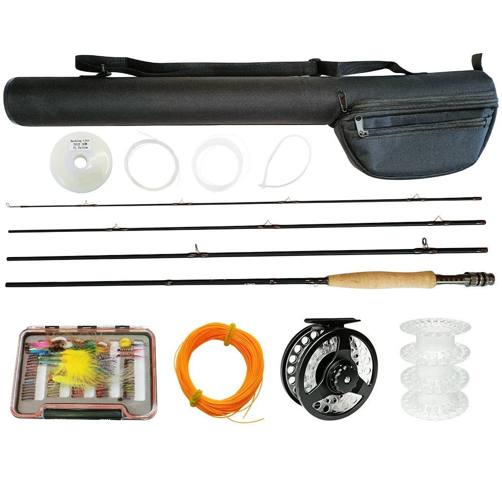

Newbility 4 sections 7ft 8ft 9ft carbon fly fishing rod and reel combo with high quality bag