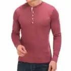 Custom Logo Design Men Henley Collar Long Sleeve Blank T Shirt