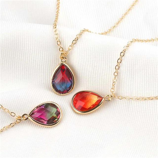 Elegant Femme Druzy Quartz Glass Colored Water Drop Crystal Pendant Necklace for Women, Gold
Elegant Femme Druzy Quartz Glass Colored Water Drop Crystal Pendant Necklace for Women, Gold