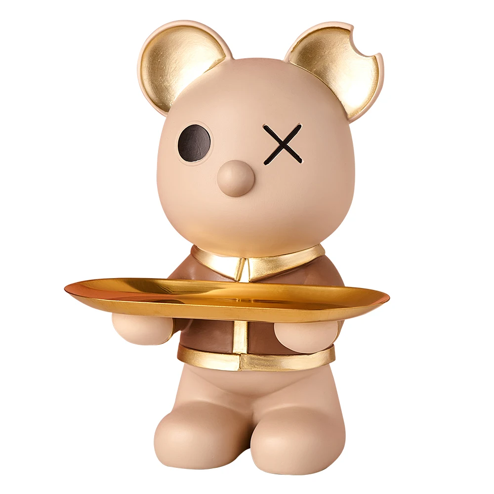 Nordic home decoration sundries key resin storage ornaments bear sculpture metal tray storage
Nordic home decoration sundries key resin storage ornaments bear sculpture metal tray storage