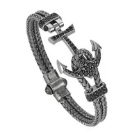 

Jiushang hot sell vintage style boat anchor cubic zirconia stainless steel wire magnetic bracelet for men