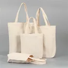 Biodegradable Middle Size Beige Canvas Tote Bags For Exhibition