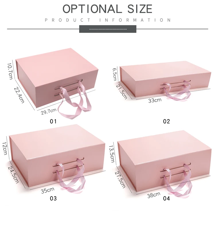 box pink packaging custom logo printed magnetic folding paper