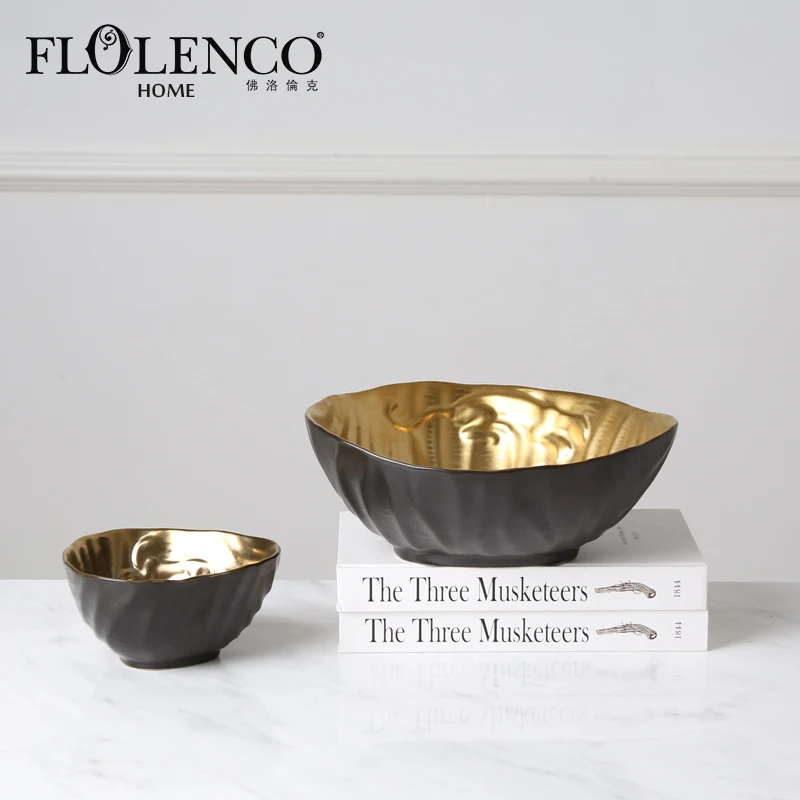 Oval golden painted inside lacquer bowls ceramic decorative fruit bowl, Gold & black
Oval golden painted inside lacquer bowls ceramic decorative fruit bowl, Gold & black