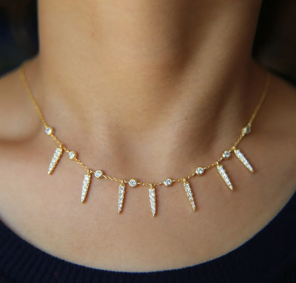 fashion 100% 925 sterling silver dainty thin silver chain cz spike punk women silver statement necklace, Picture
fashion 100% 925 sterling silver dainty thin silver chain cz spike punk women silver statement necklace, Picture