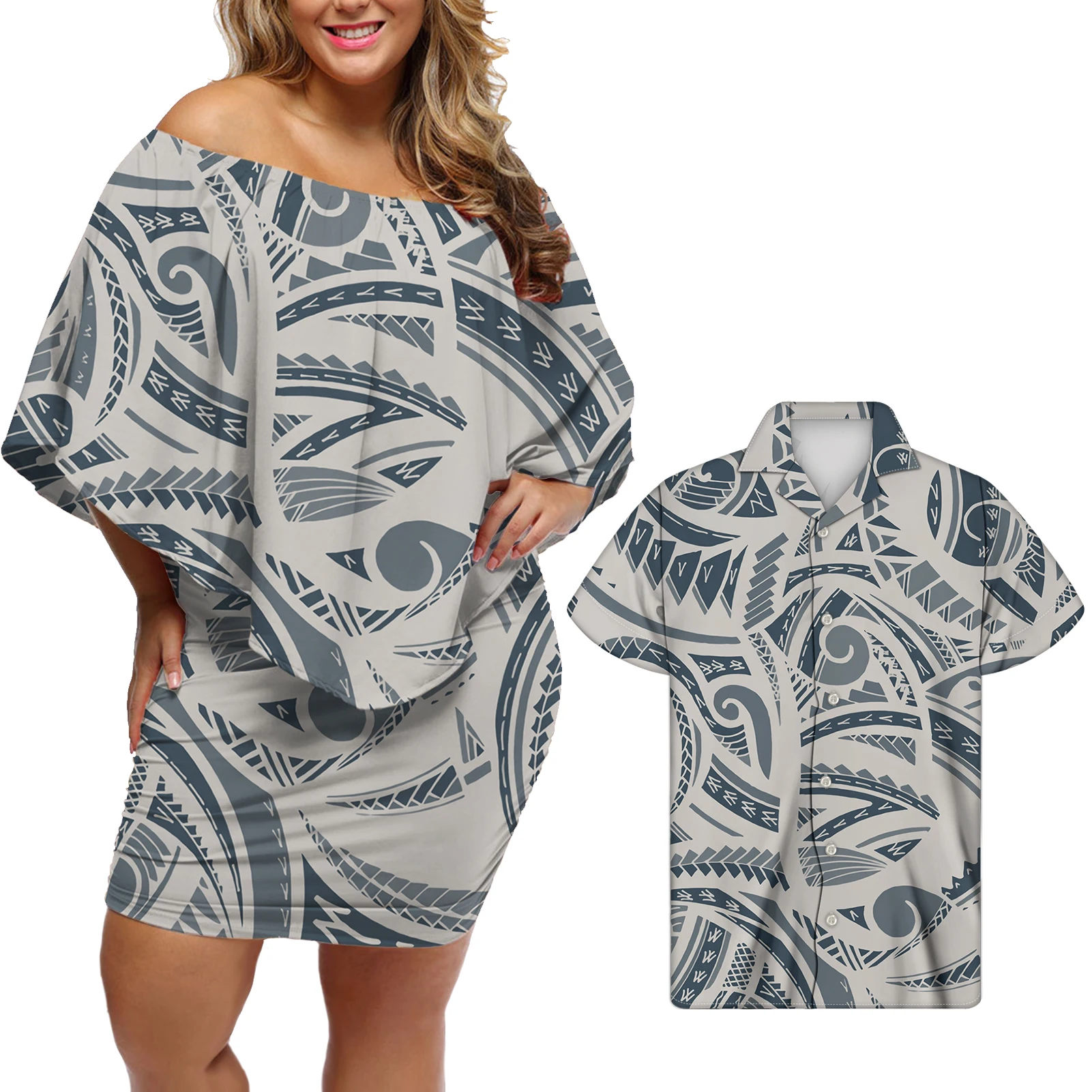 Low MOQ Custom Elegant Gray Dress Polynesian Tribal Printed Women Big Size Evening Dresses Fashionable Ruffles Short Dress, Customized color
Low MOQ Custom Elegant Gray Dress Polynesian Tribal Printed Women Big Size Evening Dresses Fashionable Ruffles Short Dress, Customized color