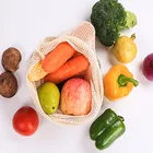 Custom Organic Cotton Mesh Bags Reusable Washable Drawstring Bag for Shopping Grocery Fruit Vegetable