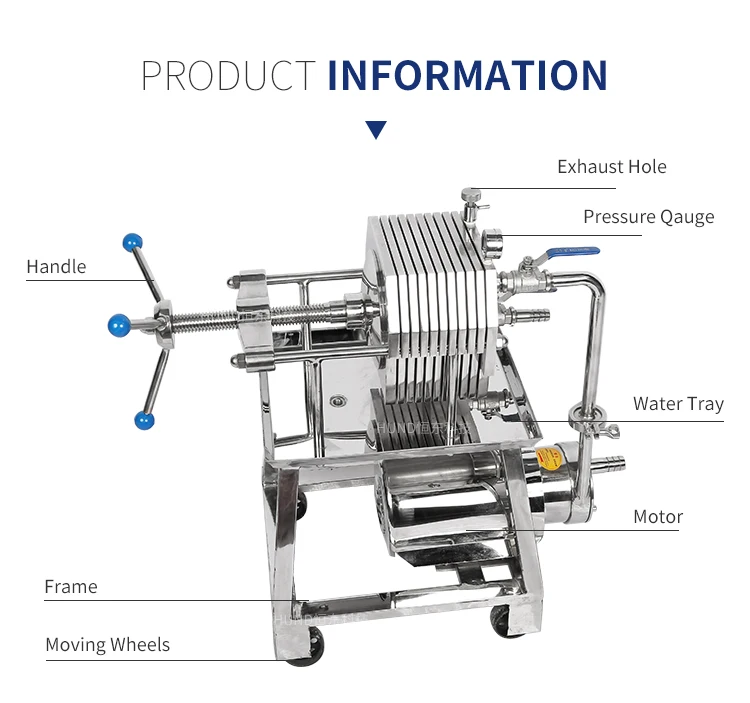 Sanitary sunflower oil/coconut oil plate and frame press filter machine